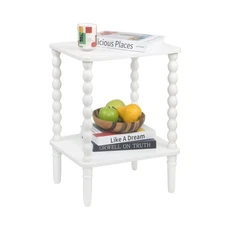 White End Table, Small Side Table with Storage Shelf, 2-Tier Modern NightStan...