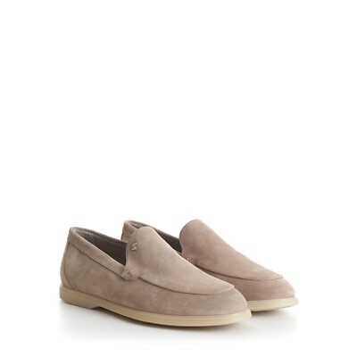 STEFANO RICCI 1100$ Beige Suede Slip-On Loafers Shoes - Eagle Head