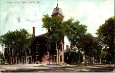 Saco Maine City Hall Postcard ME Posted 1908 Vanceboro & Sanco RPO