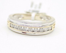 VINTAGE MEN S 14K WHITE GOLD  YELLOW GOLD DIAMOND WEDDING RING .SIZE 9
