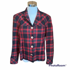 Field Manor size S black and red check jacket 