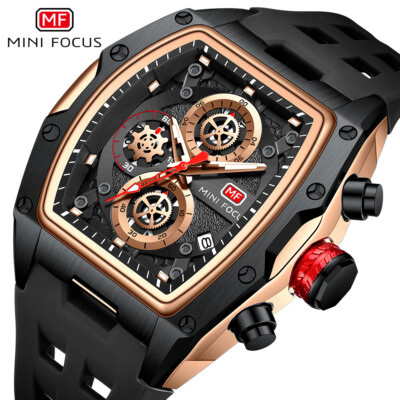 MINI FOCUS Men's Fashion Quartz Watches Silicone Luminous Calendar Wristwatch