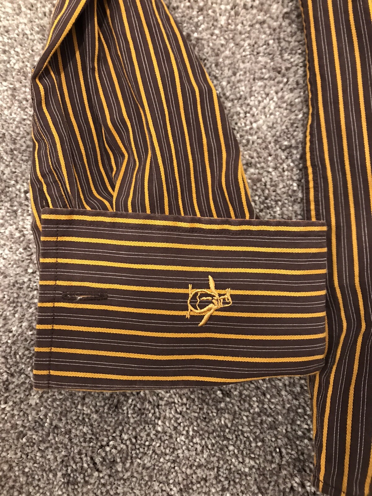 Penguin Mens M Brown Striped Long Sleeve Button Front Shirt Chest: 21 In. RARE image 8