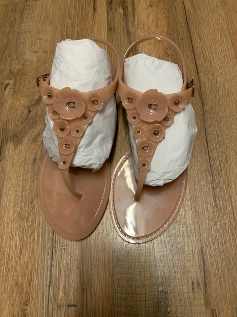 coach tea rose jelly sandals