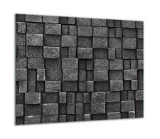 Herdabdeckplatten Ceranfeldabdeckung Spritzschutz Glas 60x52cm Schwarz Mosaik