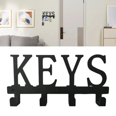 Key Holder Wall Mounted Black Metal Holder Rack Organiser Door