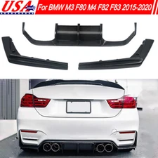 Rear Bumper Diffuser V Style For BMW M3 M4 F80 F82 F83 2015-20 Carbon Fiber Look