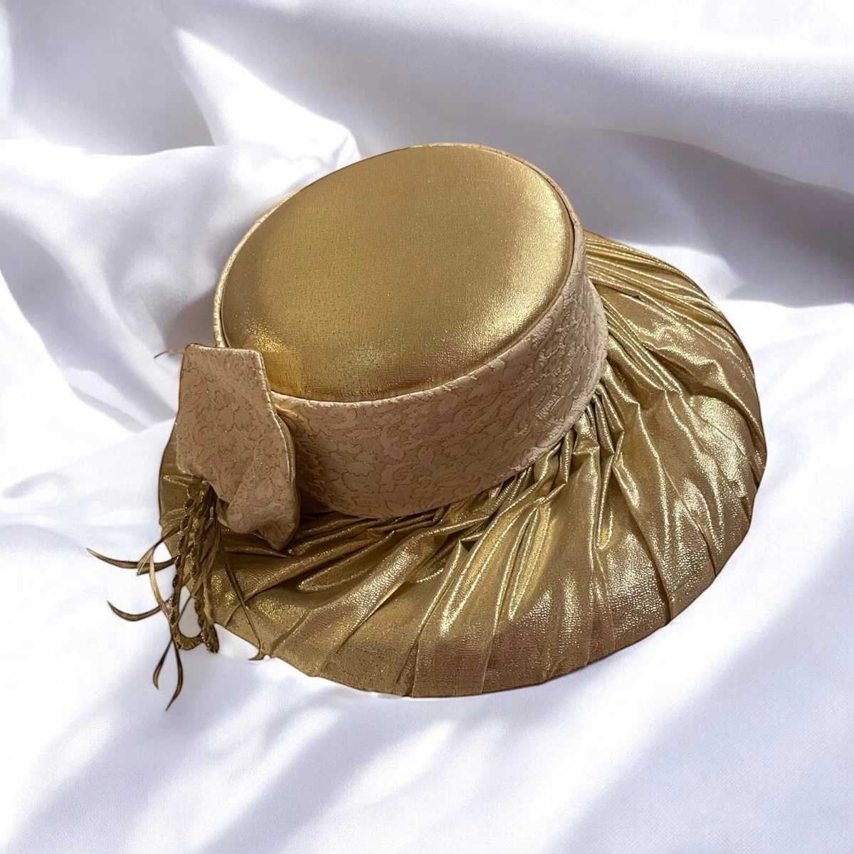 Donna Vinci Couture Black Gold Embroidered Pillbox Hat donna vinci hats products for sale | eBay main image 2