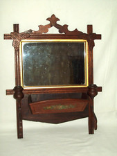 Rare Old Tramp Art Shaving Mirror Bar Man Cave Barber Shop Displays Well 