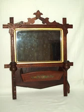 Rare Old Tramp Art Shaving Mirror ~ Bar / Man Cave Barber Shop ~ Displays Well !