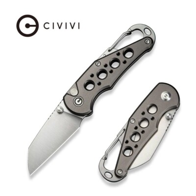 CIVC23062B2 CIVIVI Pragma Gray Milled Aluminum Handles Nitro-V Satin Blade Butto