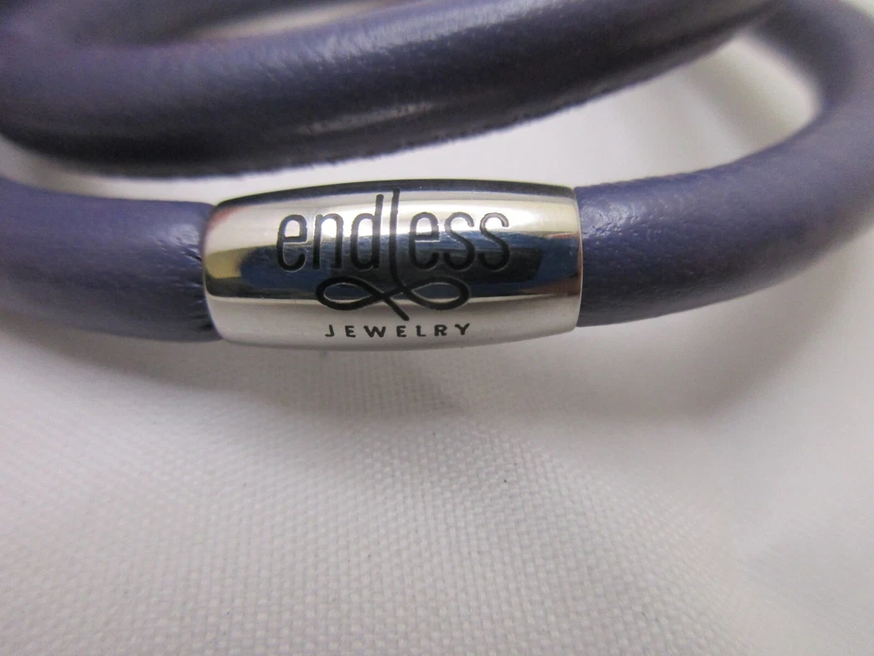 Pulsera de cuero sin fin doble envoltura 7,5" púrpura salvia cierre magnético Foto 2 de 4