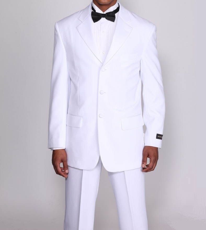 Men's 3 Button Tuxedo Suit w/ Flexible Waistband T802 Black