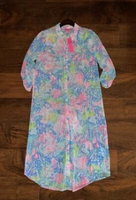 Lilly Pulitzer MEDIUM Fished My Wish NATALIE MAXI COVERUP DRESS Pool Beach NWT