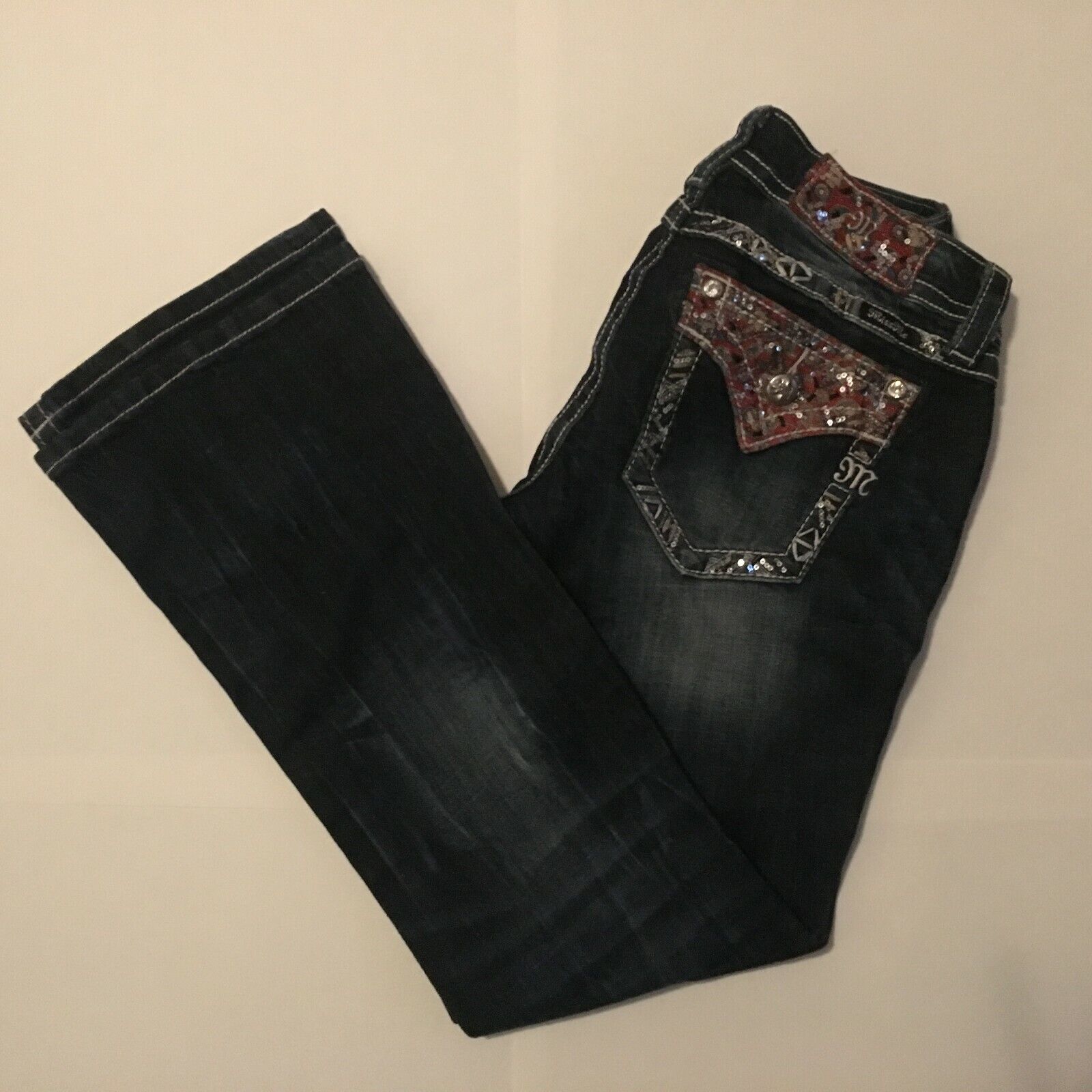 Miss Me Signature Cheap super special price Boot Paisley Sequin Pocket Jeans $109 35% OFF JP8517BD