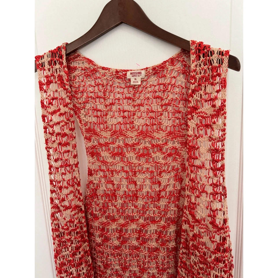 Cárdigan Mossimo Plumero Crochet Frente Abierto Tejido Flecos Mujer’s XL Boho Hippie  Foto 2 de 4