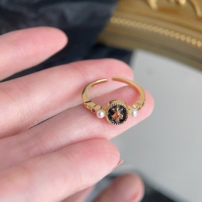 Eleganter verstellbarer Kupferring mit künstlerischem Öltropfen Design für je