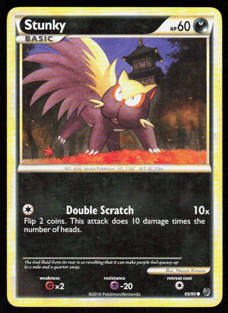 Stunky 69/90 Common HGSS Undaunted Pokemon Lightly Played