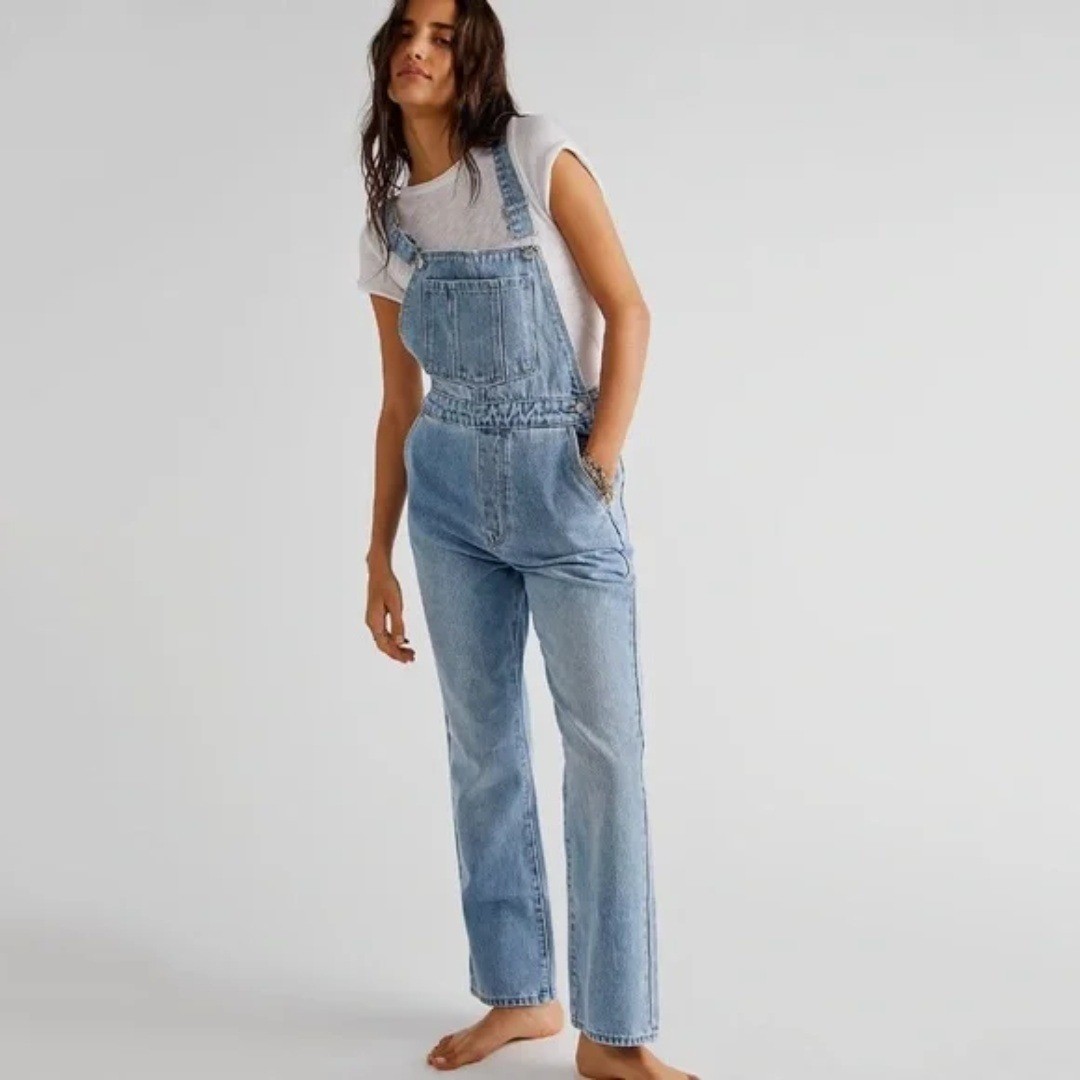 Rolla's | 100% Cotton Original Wide Leg Denim Overalls in Blue