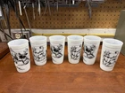Set of 6 Vintage Hazel-Atlas Borden Dairy Elsie the Cow Milk Glass Tumblers