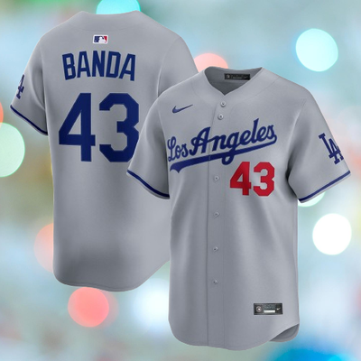 43 Anthony Banda Dodgers Gray Number Front Cool Base Jersey