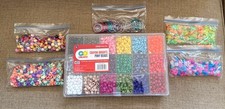 Huge Lot Plastic Craft Beads Beading Kids Crafts W/ Box key rings clasps