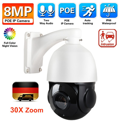 30X Optischer Zoom 8MP 4K IR PoE Mic PTZ Mini IP Network Kamera Outdoor IP66 DE