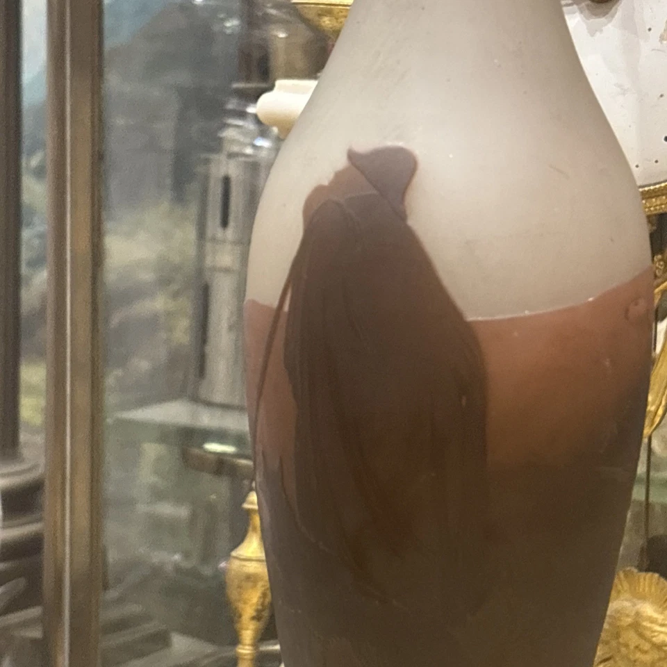 ancien grand vase en pate de verre schneider marin pecheur signé 36.5cm epok1900 - Photo 2/4