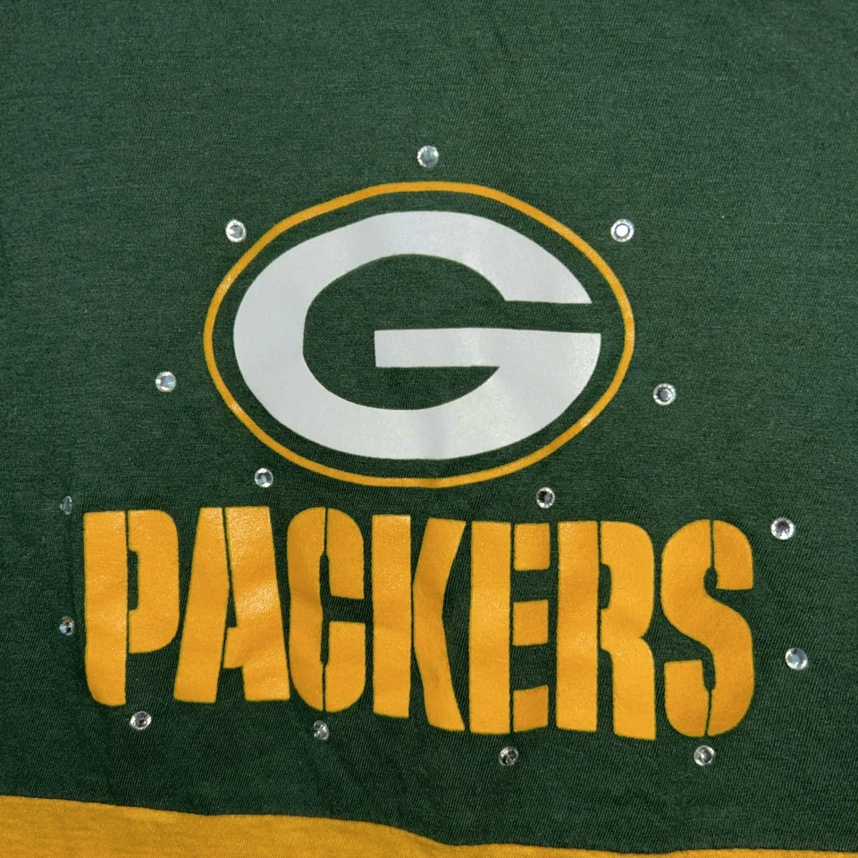 Majestic Green Bay Packers женщин M пуловер Джерси рубашка стразы бесплатный татуировки - Изображение 4 из 4