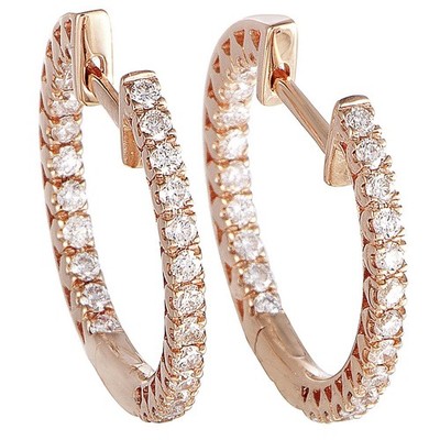 14K Rose Gold 0.66 ct Diamond Inside Out Hoop Earrings