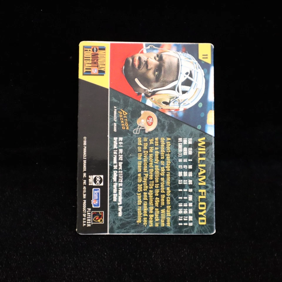1995 William Floyd  San Francisco 49ers  Monday Night Football Action Packed #11 - Image 2 of 2