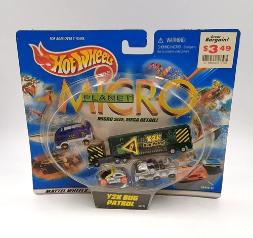 Vtg. 1999 Mattel Hot Wheels Planet Micro Y2K BUG PATROL #89738 NIP