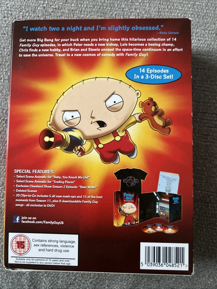 Family Guy Season 11 DVD Set Drunken Clam T Shirt & Script BRAND NEW SEALED  - Image 3 of 4