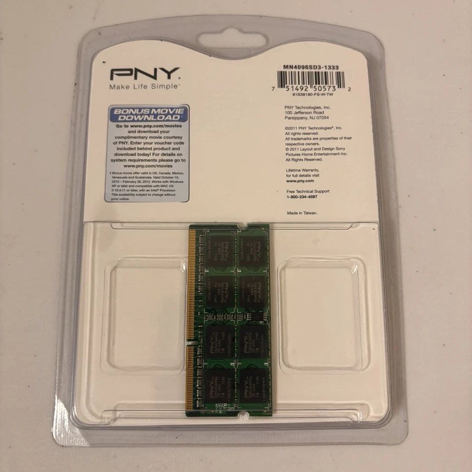 NEW PNY 4GB SO-DIMM 1333 MHz PC3-10666 DDR3 Laptop Memory (MN4096SD3-1333) - Image 3 of 4
