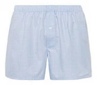 Hanro Mens Fancy Woven Small Vichy Check Cotton Boxer Shorts - Light Blue
