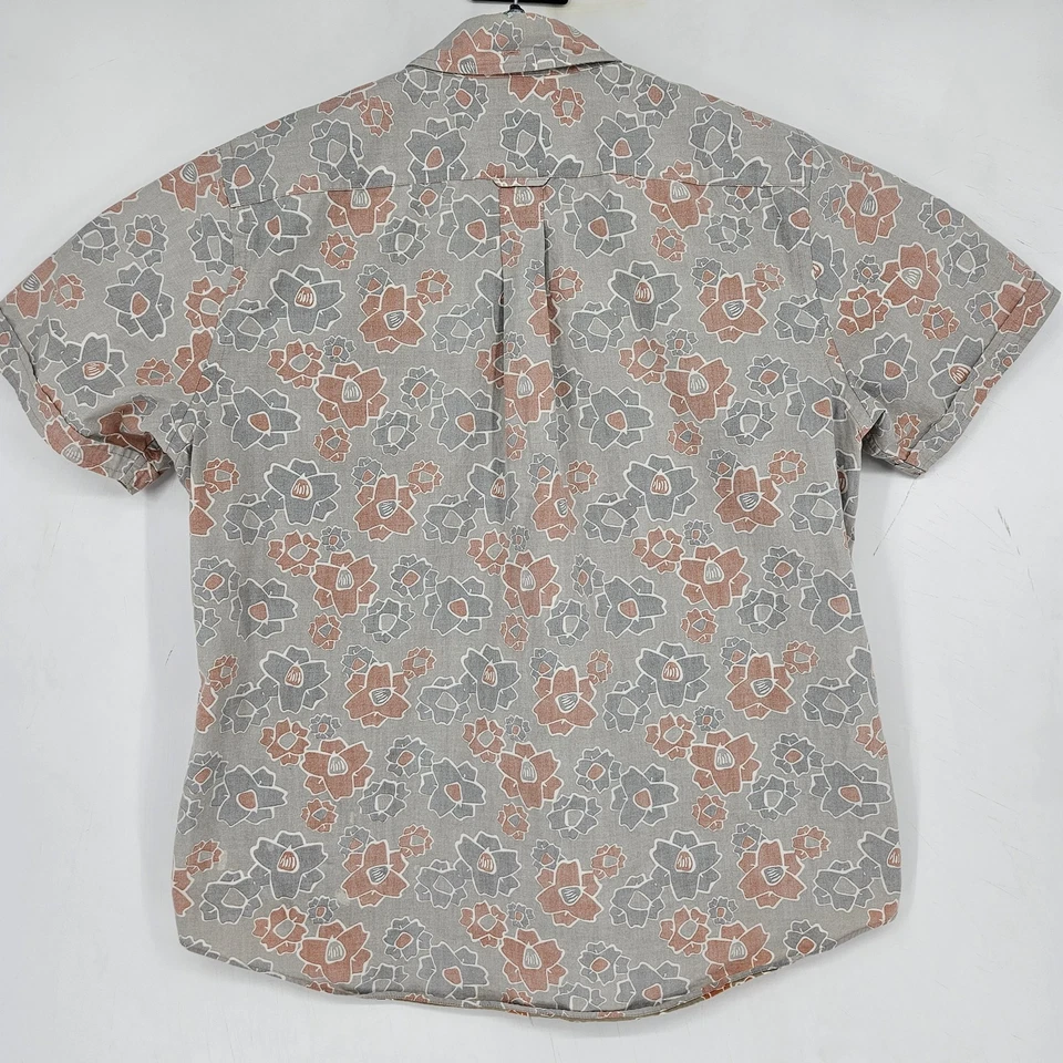 Jack Spade Shirt Men Large Gray Floral Reverse Print Short Sleeve Button Up - Image 4 of 4