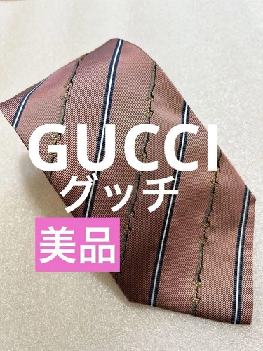 Cravate GUCCI 37,4 pouces rose écusson rayure ceinture motif soie