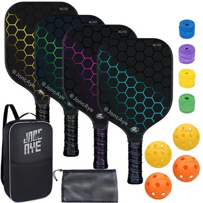 Pickleball-Paddles-Set of 4 or 2 Rackets by Standard, Blue Pink Green Yellow