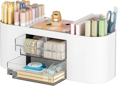 Marbrasse Schreibtisch Organizer mit 3 Schubladen, Stiftehalte, Ablage, in weiß