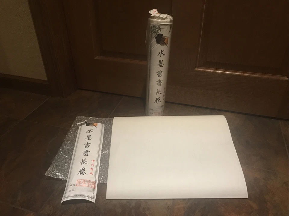 **2 ROLLOS PAPEL ARROZ XUAN CHINO CALIGRAFÍA Y TINTA 35CM X 25 METROS (50M TOTAL) Foto 3 de 4