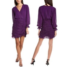 NWT HUTCH Anthropologie Higgins Faux Wrap V-Neck Ruched Crinkle Dress Sz. Small
