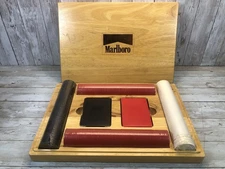 Vintage Marlboro Poker Set WithPoker Chips and Cards in Wood Box