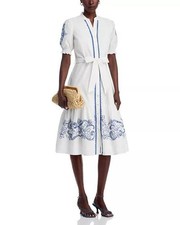 T Tahari Belted Embroidered White Dress – Size S – NWT –  $158