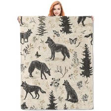 Wildlife Wolf Nature Forest Soft Lightweight Fleece Throw Blanket Decor 50x60