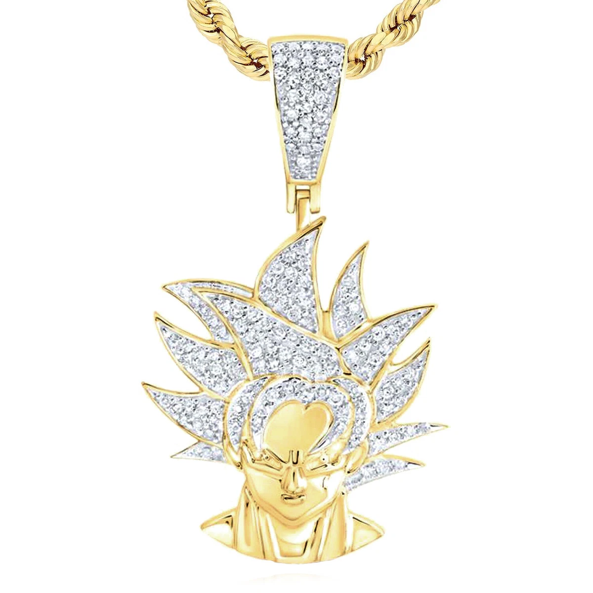 0.50CTW Natural Diamond 10K Yellow Gold Dragon Ball Son Goku Charm