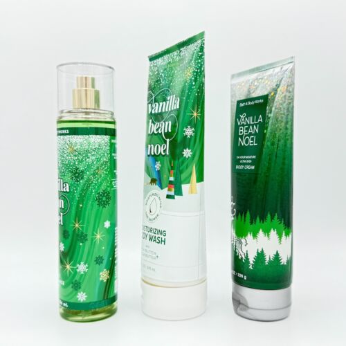 Vanilla Bean Noel Bath & Body Works Confezione da 3 Pezzi Nebulizzatore, Lavaggio Corpo e Crema - Foto 3 di 4