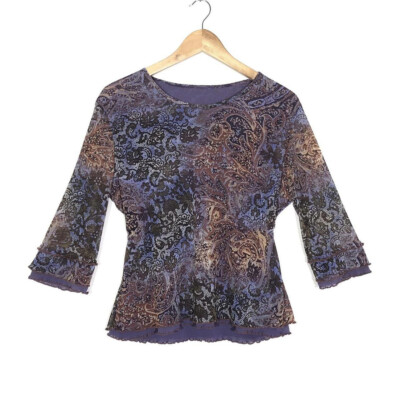 Cyber y2k Vintage 2000 s Graphic Mesh Top (Type Save The Queen, Cop Copine)