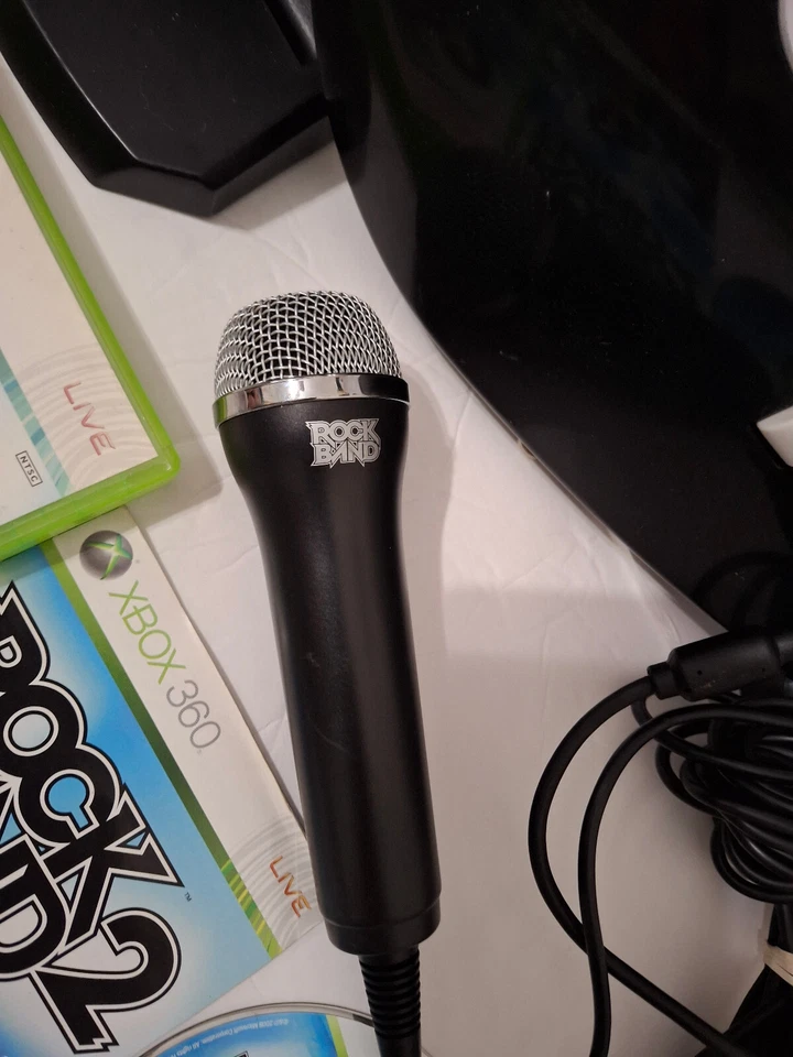 Xbox 360 Rock Band 1, 2, Micrófono, Batería, 2 Guitarras, Paquete, PROBADO Foto 4 de 4