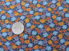 100 Cotton Fabric Sunny Flowers on Dark Lavender Background - By the Yard
