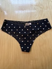 Victoria's Secret PINK LACE Thong Cheeky PANTIES NWT Gold Foil Dots